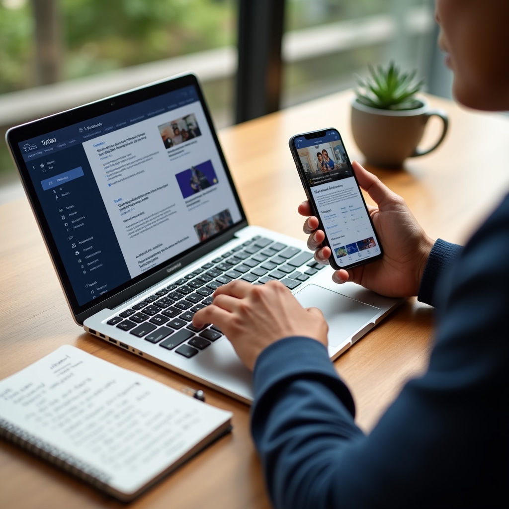 Educational platform on laptop screen